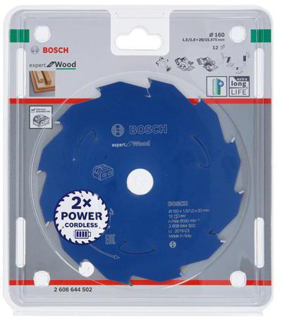 Bosch Kreissägeblatt Expert for Wood D.160mm Bohrung 20mm 12Zähne WZ