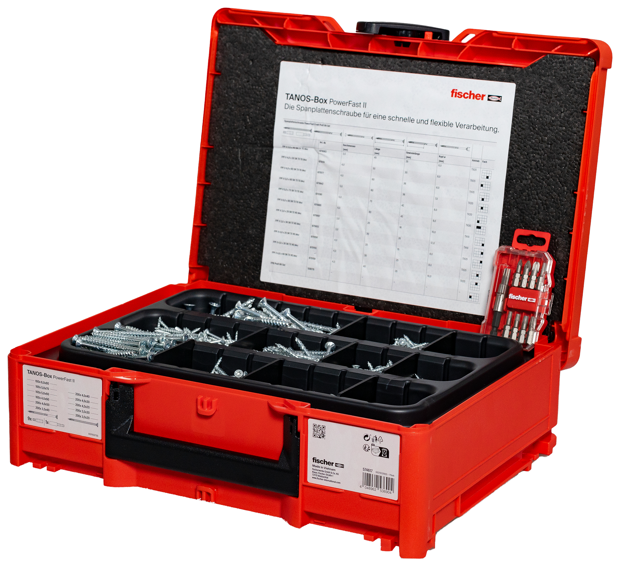 fischer Spanplattenschraube PowerFast II Tanos-Box M137 inkl. ProfiBit-Set
