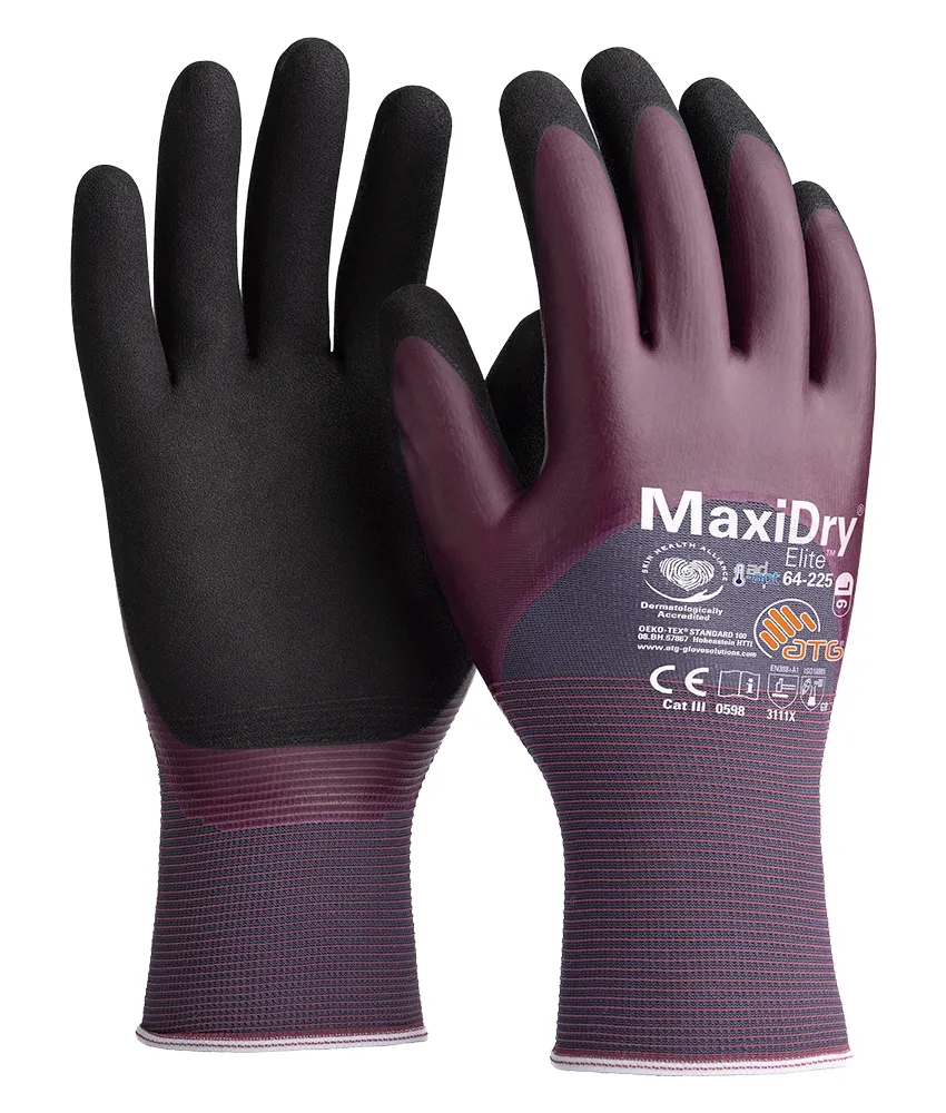 ATG® MaxiDry® Elite™ Nylon-Strickhandschuhe violett/schwarz - Gr. 6