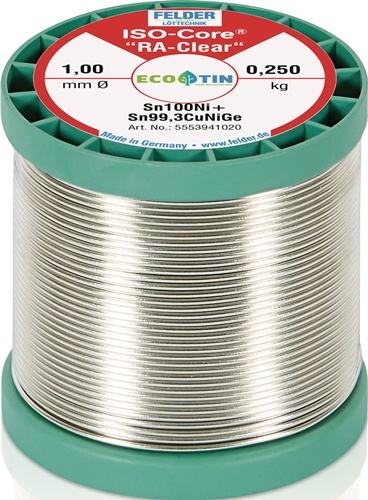 Lötdraht ISO-Core® RAClear 1mm 250g Sn100Ni+ FELDER