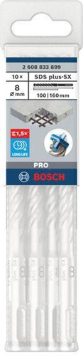 Bosch Hammerbohrer PRO Arbeits-L.100mm D.8mm L.160mm SDS plus-5X 