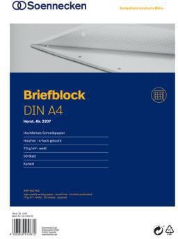 Soennecken Briefblock 2397 DIN A4 4fach gelocht kariert 100Blatt weiß