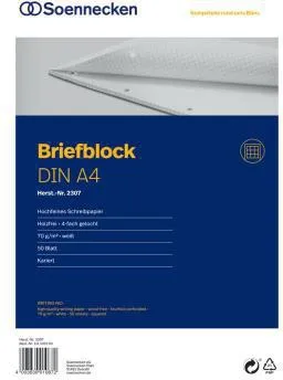 Soennecken Briefblock 2397 DIN A4 4fach gelocht kariert 100Blatt weiß