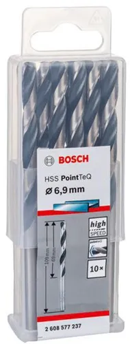 Bosch Metallspiralbohrer PointTeQ DIN388 Arbeits-L.69mm D.6,9mm Typ N 10St.