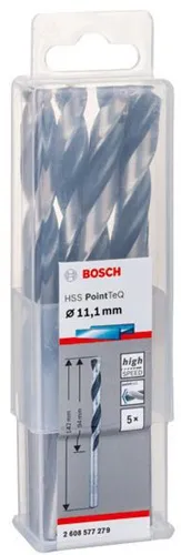 Bosch Metallspiralbohrer PointTeQ DIN388 Arbeits-L.94mm D.11,1mm Typ N 5St.