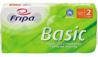 Fripa Toilettenpapier Basic 1510805 2-lagig 250Bl. weiß 8 Rl./Pack.