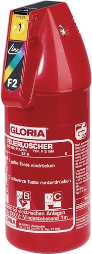 KFZ-Pulverfeuerlöscher 2kg m.Dauerdruck Brandkl.13 A 89 B C m.Manom.+Halt.GLORIA