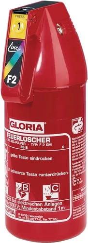 KFZ-Pulverfeuerlöscher 2kg m.Dauerdruck Brandkl.13 A 89 B C m.Manom.+Halt.GLORIA