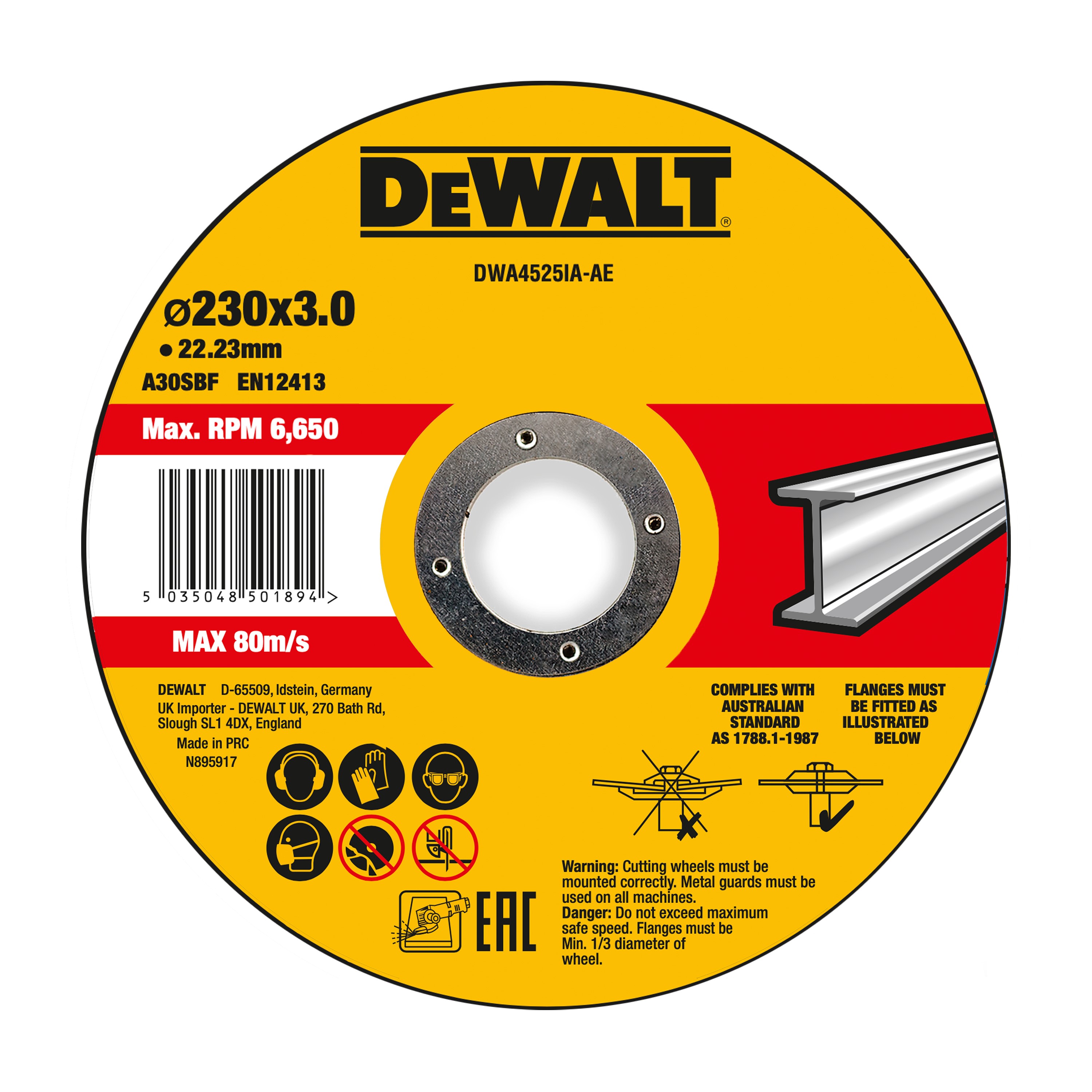 DEWALT DWA4525IA-AE Trennscheibe 230x3x22,23 mm Metall