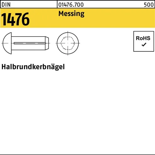 Halbrundkerbnagel DIN 1476 3x 10 Messing 200 Stück