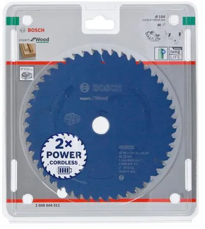 Bosch Kreissägeblatt Expert for Wood D.184mm Bohrung 20mm 48Zähne WZ