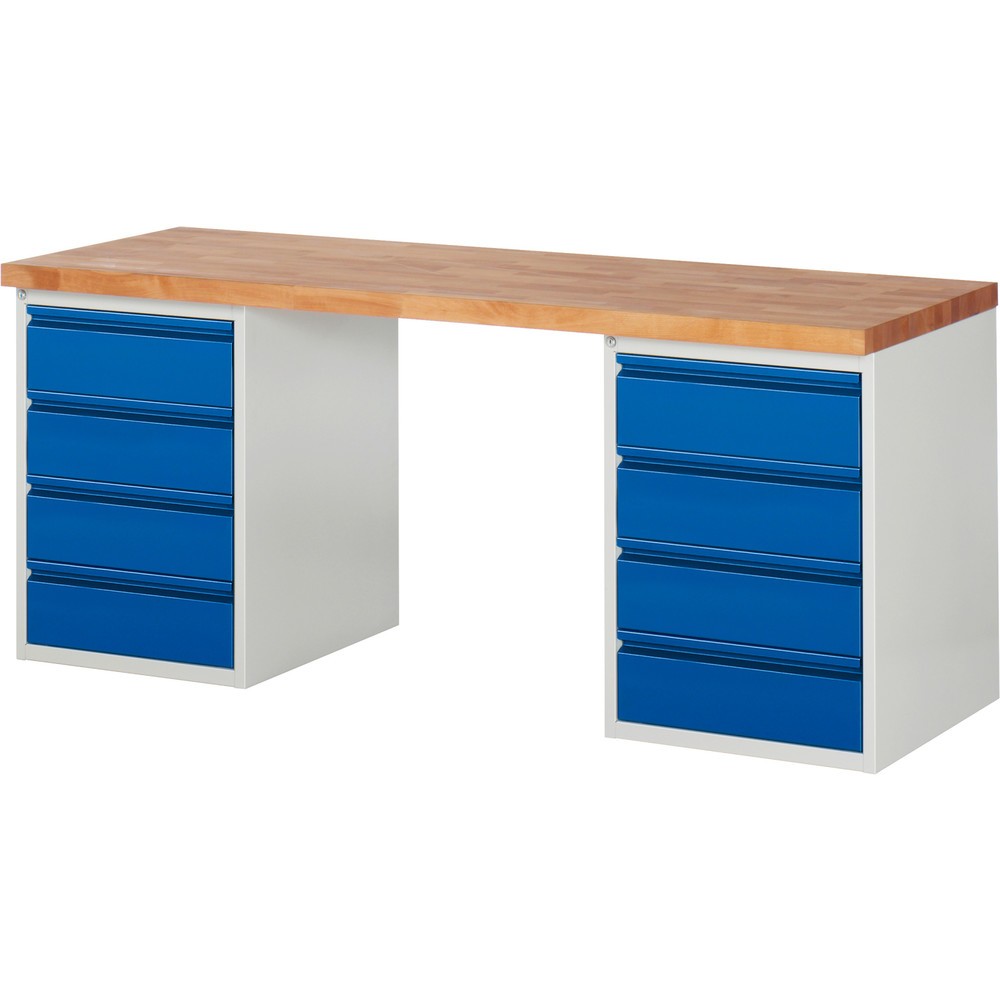 Steinbock® Werkbank, mit 2x 4 Schubladen, HxBxT 840 x 2.000 x 700 mm
