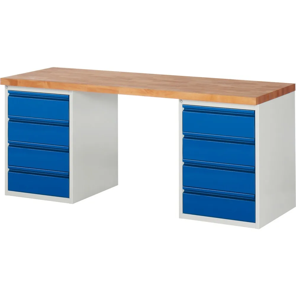 Steinbock® Werkbank, mit 2x 4 Schubladen, HxBxT 840 x 2.000 x 700 mm