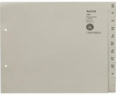 Leitz Registerserie 13500085 DIN A4 A-Z für 50Ordner Tauenpapier grau
