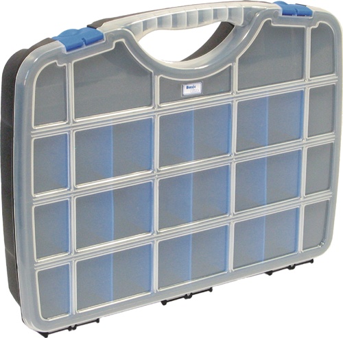 Sortimentskasten Basic Line transparent schwarz-blau