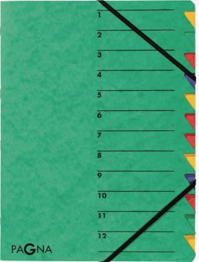 PAGNA Ordnungsmappe EASY 24131-08 DIN A4 12Fächer Pressspan grün