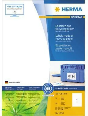 HERMA Etikett 10738 RC 210x297mm nws 80St