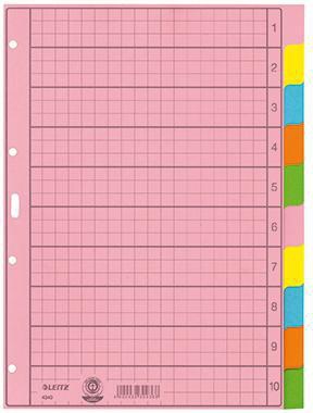 Leitz Register 43400000 blanko DIN A4 10teilig Papier sortiert