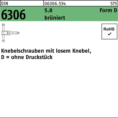 Knebelschraube DIN 6306 m.losen Knebel 5.8 brüniert 1 Stück
