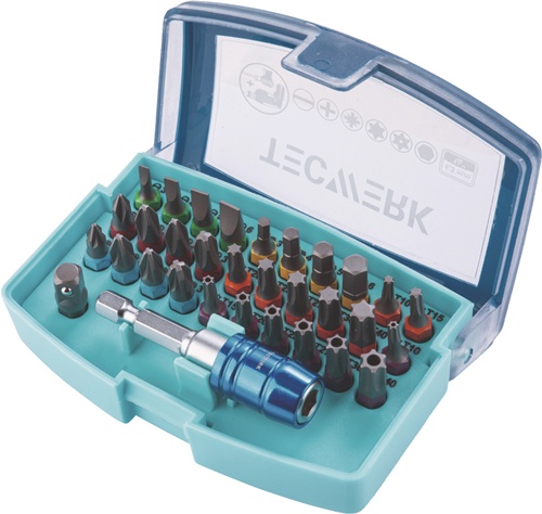 TECWERK Bitsortiment Torsión 32-tlg.Schlitz/PH/PZD/TX/TX-BO/6Kt.Torsionsbits