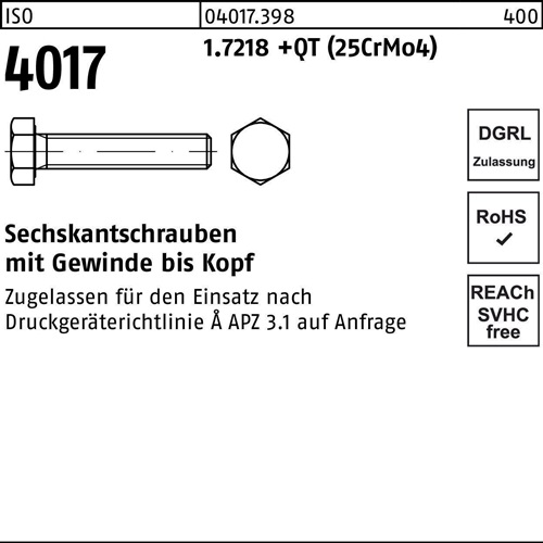 Sechskantschraube ISO 4017 VG M27x 75 1.7218 +QT (25CrMo4) 1 Stück