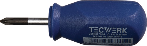 TECWERK Schraubendreher Gr.PH 1 Klingen-L.25mm 1K-Griff Rundkl.