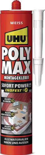 Kleb- u.Dichtstoff POLY MAX 10 SEK SOFORT POWER weiß 440g Kartusche UHU