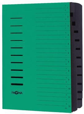 Ordnungsmappe PAGNA DIN A4 240g/m² Pressspankarton schwarz 12 Fächer PAGNA