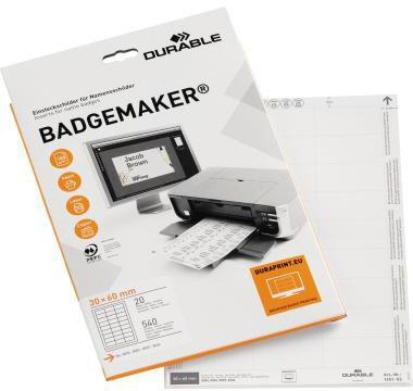 DUR Einsteckschildbogen 145102 Namensschilder 60 x 30 mmv weiß