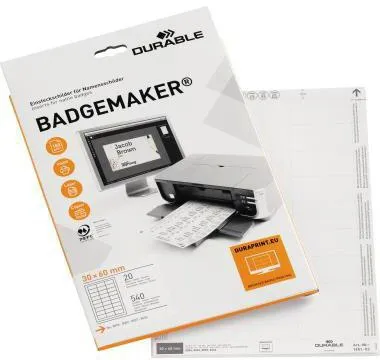 DUR Einsteckschildbogen 145102 Namensschilder 60 x 30 mmv weiß