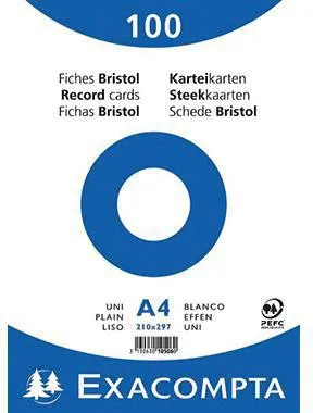 Exacompta Karteikarte 10506E DIN A4 blanko weiß 100 St./Pack.