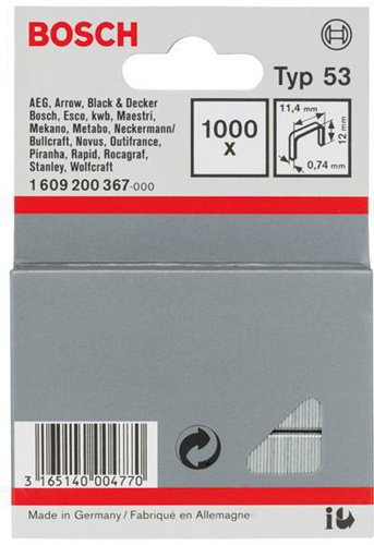 Bosch Feindrahtklammer Typ 53 BxL 11,4x12mm Dicke 0,74mm 1000er Pack