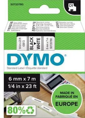DYMO Schriftbandkassette D1 S0720780 6mmx7m sw auf ws