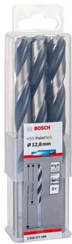 Bosch Metallspiralbohrer PointTeQ DIN388 Arbeits-L.101mm D.12,8mm Typ N 5St.