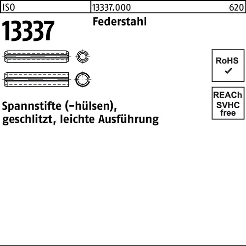 Spannstifthülse ISO 13337 geschlitzt 2x 20 Federstahl leichte Ausf. 200 Stück