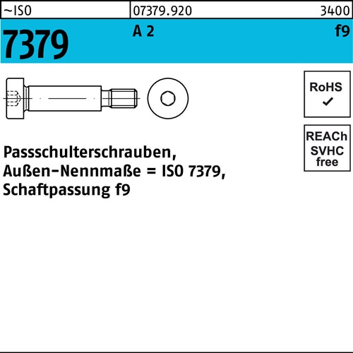 Paßschulterschraube ISO 7379 6 f9 M5x 12 A 2 50 Stück