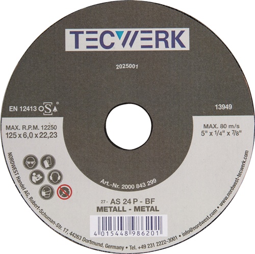TECWERK Schruppscheibe Action D125xS6mm gekr.Bohr.22,23mm 