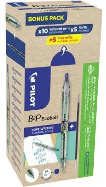 PILOT Kugelschreiber B2P Ecoball Set 10Kulis+10Minen M bl