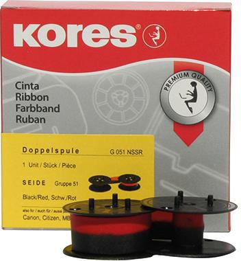Kores Tischrechnerfarbband G051NSSR Gr.51 13mmx6m Seide schwarz/rot