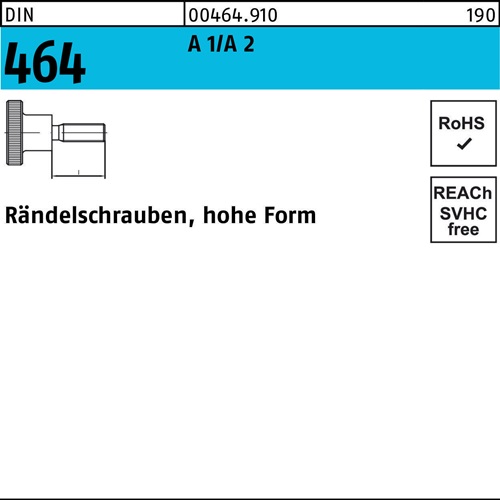 Rändelschraube DIN 464 hohe FormM6x 12 A 1/A 2 10 Stück