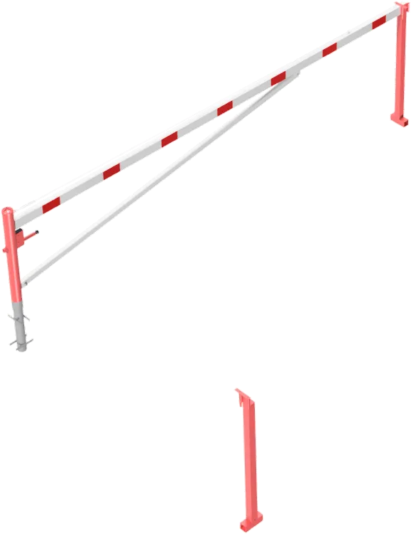 SCHAKE Drehschranke mit Auflagepfosten und Seilzugverstärkung zum Einbetonieren
