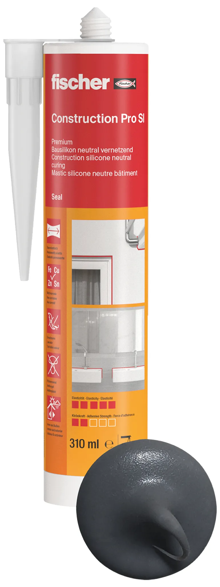 fischer Bausilicon Construction Pro SI (DBSA) schiefergrau 310 ml
