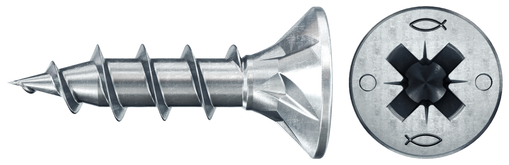 fischer PowerFast FPF II CZF 4,0 x 15 BC 200 Senkkopf mit Kreuzschlitz PZ Vollgewinde galvanisch verzinkt, blau passiviert