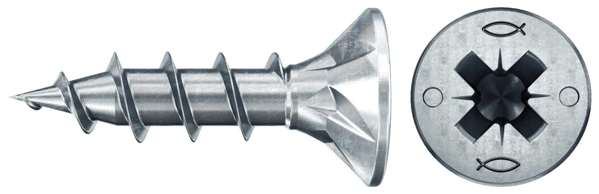 fischer PowerFast FPF II CZF 4,0 x 12 BC 200 Senkkopf mit Kreuzschlitz PZ Vollgewinde galvanisch verzinkt, blau passiviert