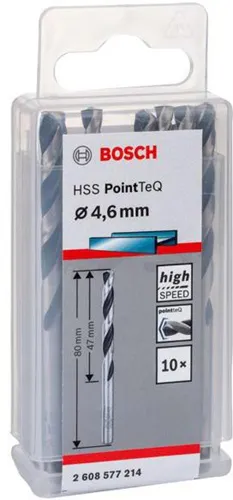 Bosch Metallspiralbohrer PointTeQ DIN388 Arbeits-L.47mm D.4,6mm Typ N 10St.