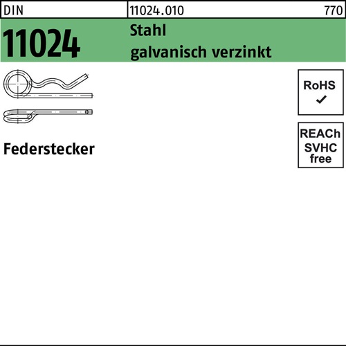 Federstecker DIN 11024 7/34,1-45 Stahl galv.verz. 25 Stück