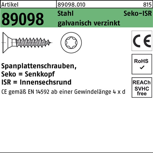 Spanplattenschraube R 89098 SEKO ISR VG 4x16-T20 Stahl galv.verz. 1000St.