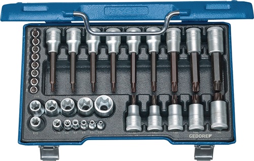 Steckschlüsselsatz 19 TX 20 34-tlg.1/4+1/2 Zoll T8-T60/E4-E24 GEDORE