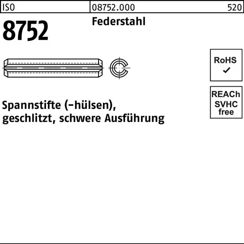 Spannstift ISO 8752 geschlitzt 12x 30 Federstahl schwere Ausf. 25 Stück