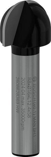 Bosch Hohlkehlfräser Arbeits-L.12,7mm D.16mm L.45mm Radius 8mm Schaft 8mm